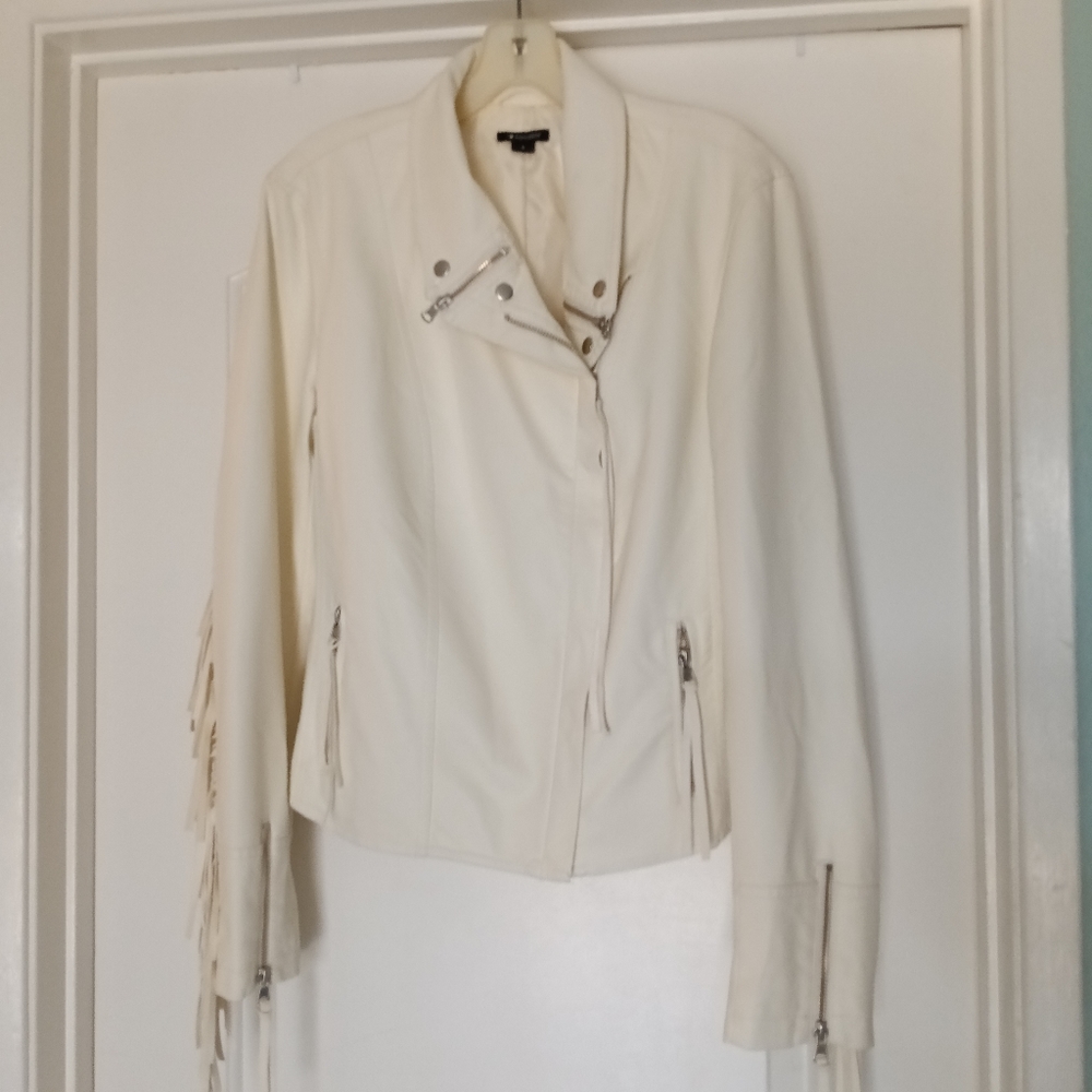 I Heart Ronson Off White Jacket with Fringe Sz L